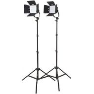 StudioPRO Photography Studio Premium 2 Spot Daylight LED Rectangle Panels with Barndoors Two Light Stand Kit for Interview, Portrait, Product