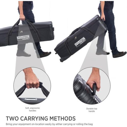  Fovitec - 1x Professional Photography & Video Lighting Equipment Roller Bag - [44” x 14” x 10”][EZ Glide Wheels][Durable Webbed Nylon][Fleece Lining]