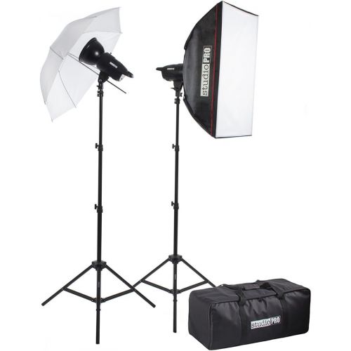  Fovitec StudioPRO 200Ws Two Strobe 20x28 Softbox 33 Umbrella Kit & Carrying Case