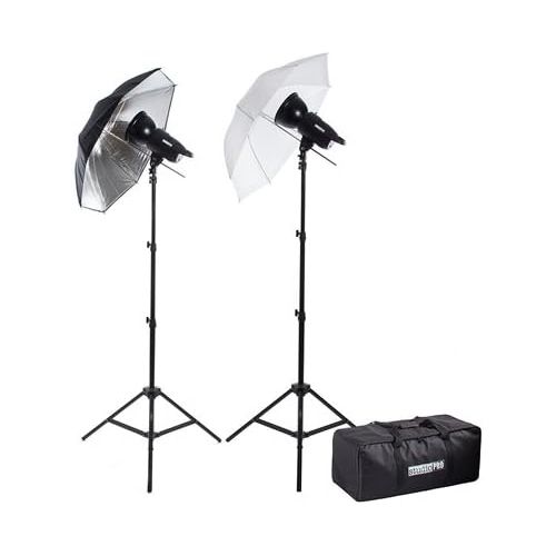  Fovitec StudioPRO 400Ws Two Strobe 20x28 Softbox 33 Umbrella Kit & Carrying Case