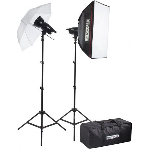  Fovitec StudioPRO 400Ws Two Strobe 20x28 Softbox 33 Umbrella Kit & Carrying Case