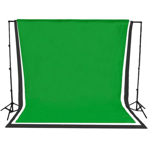  Fovitec StudioPRO 100% Photography Photo Video Studio Cotton Muslin Background Backdrop Multipack (Black White Green 10x20)