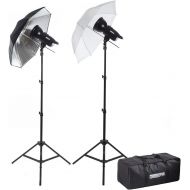 Fovitec StudioPRO 200Ws Two Strobe Monolight 33 Umbrella Photo Kit & Carrying Case