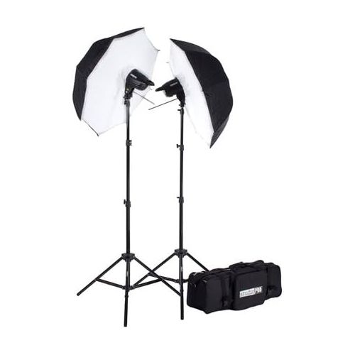  Fovitec StudioPRO 400Ws Two Strobe 33 Umbrella Kit & Carrying Case