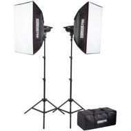 Fovitec StudioPRO 400 Watt Monolight Strobe Flash Photography Lighting Kit for Wedding, Food Blogging, Portrait, Product Photo - (2) 200Ws Flash Head with Light Stands & 20x28 Sof