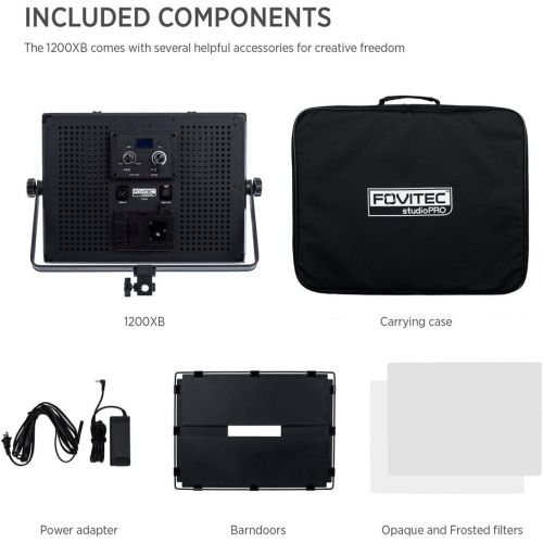  Fovitec - 1x Photography & Video Daylight 600XD LED Panel wFilters & Bag - [95+ CRI][Continuous Lighting][Stepless Knobs][V-Lock][5600K]