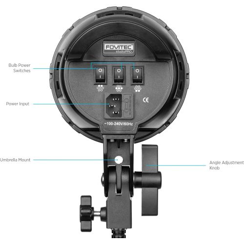  Fovitec - 2x 24x36 Softbox Continuous Lighting Kit w 3200 W Equivalent Total Output - [Includes Stands, Softboxes, Socket Heads, 14x 45W Bulbs]