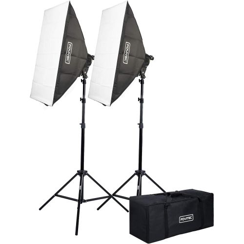  Fovitec - 2x 24x36 Softbox Lighting Kit w 4200 W Total Output - [Includes Stands, Softboxes, Socket Heads, 10x 85W Bulbs]