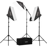 Fovitec - 3x 20x28 Softbox Continuous Lighting Kit w 2500W Equivalent Total Output - [Includes Boom, Stands, Softboxes, Bag, 11x 45W Bulbs]