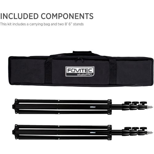  Fovitec - 2x 83 Photography & Video Light Stand Kit - [For Lights, Reflectors, Modifiers][Collapsible][Ergonomic Knobs][Carrying Bag Included]