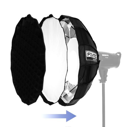  Fovitec StudioPRO - 1x 24 inch Portrait Beauty Dish Softbox w Grid Included - [Silver Interior][Bowens Mount][Easy Assembly]