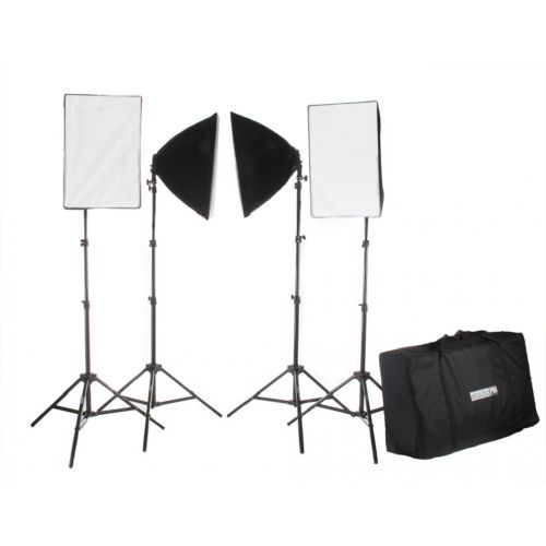  Fovitec StudioPRO Photography Photo Video Studio Continuous Four 4 Socket AC Power Lights With 16x24 Softboxes, 3600 Watt Lighting Kit