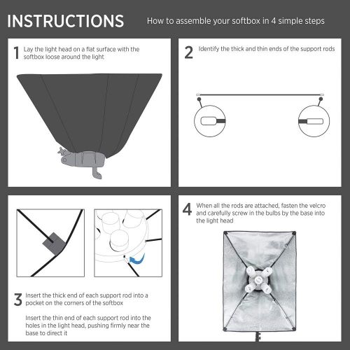  Fovitec - 1x 20 x 28 Softbox Continuous Lighting Kit w 1000W Equivalent Total Output - [Includes Stand, Softbox, 5x 45W CFL Bulbs]