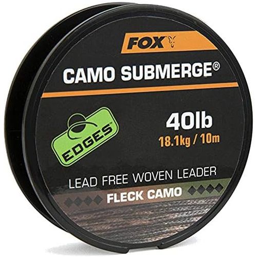  [아마존베스트]Fox Submerge Camo Lead Free Woven Leader for Carp Fishing, Leader Material for Carp Assembly, Carp Line, Load Capacity: 40 lbs / 18 kg