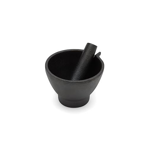  Fox Run Mortar and Pestle, Cast Iron, Black