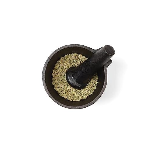  Fox Run Mortar and Pestle, Cast Iron, Black