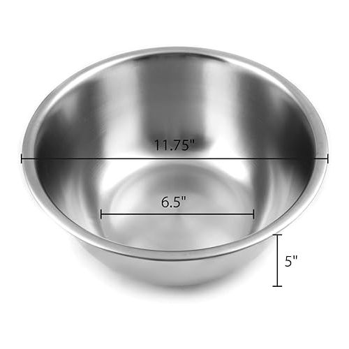  Fox Run Large Stainless Steel Mixing Bowl, 6.25-Quart, 11.75 x 5.5 inches, Metallic