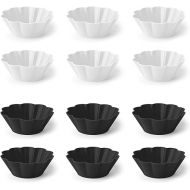 Fox Run Reusable Silicone Cupcake and Muffin Wrappers, Set of 12 Scalloped Black and White Bake Cups