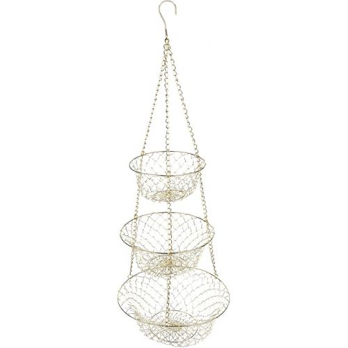  Fox Run Gold 3-Tier Kitchen Hanging Fruit Basket, 32-Inches