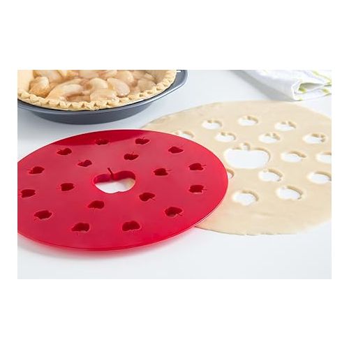  Fox Run Apple Pie Top Cutter, Plastic, Red , 9.5 x 9.5 x 0.25 inches