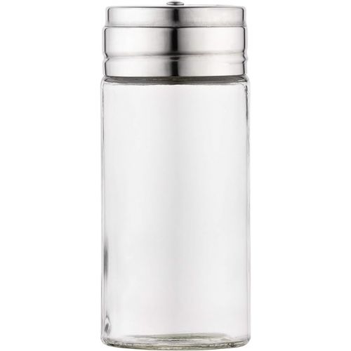  Fox Run 5167 Glass Spice Jar with Stainless Steel Shaker Lid, 6 Ounce, Clear Container for Seasonings