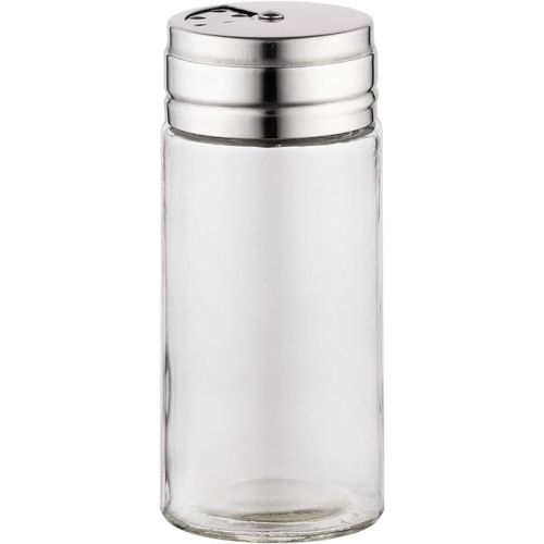  Fox Run 5167 Glass Spice Jar with Stainless Steel Shaker Lid, 6 Ounce, Clear Container for Seasonings