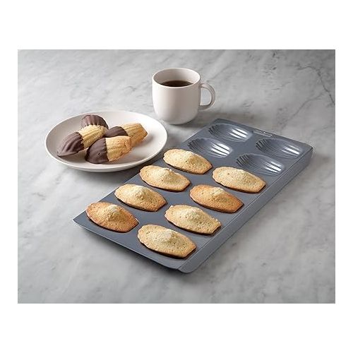  Fox Run 44929 Premium Non-Stick Madeleine Pan, Set of 2, Grey Carbon Steel, 12-Cup