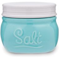 Fox Run Vintage Style Mason Jar Salt Cellar, Blue Ceramic with White Lid