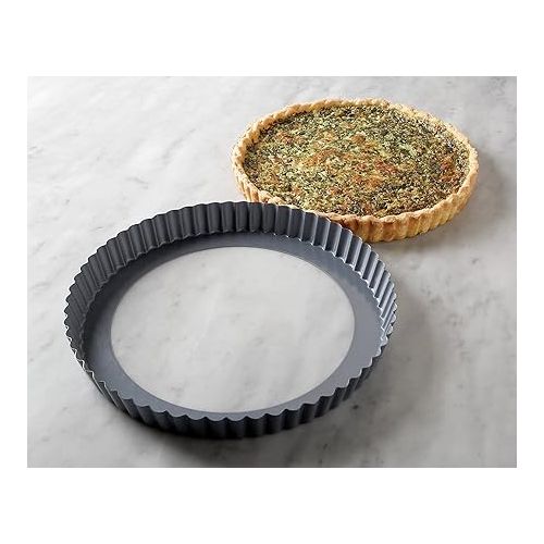  Fox Run Removable Bottom Non-Stick Tart and Quiche Pan, Loose Bottom Quiche Pan - 9.5-inch