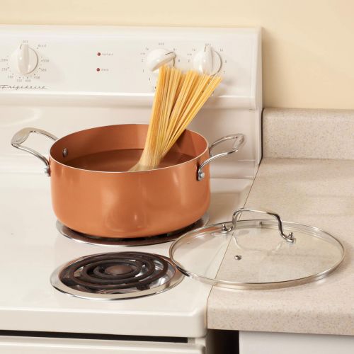  Fox Valley Traders Ceramic Non-Stick Stock Pot with Lid, 5 Qt
