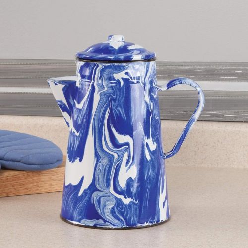  Fox Valley Traders Blue Marble Enamelware Coffeepot by Home Marketplace