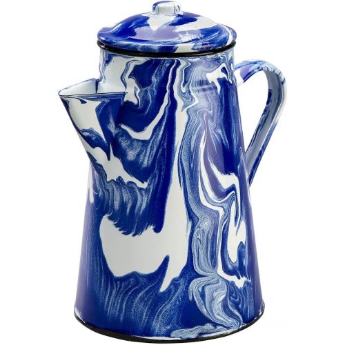  Fox Valley Traders Blue Marble Enamelware Coffeepot by Home Marketplace