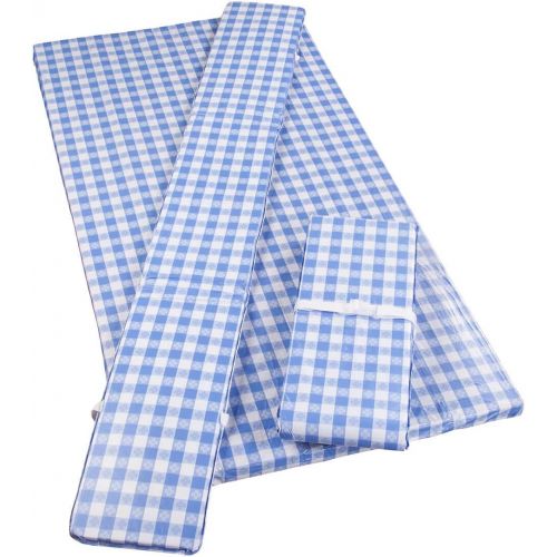  Fox Valley Traders Deluxe Picnic Table Cover with Cushions, 3-Piece Set, Cornflower Blue Gingham