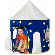 Rocket Ship Tent - Space Themed Pretend Play Tent - Space Play House - Spaceship Tent For Kids - Foldable Pop Up Star Play Tent Blue