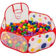 [아마존핫딜][아마존 핫딜] FoxPrint Basketball Ball Pit - Toddler Ball Pit Tent - Sensory Ball Pit with Basketball Hoop & Zippered Storage Bag - 4/120cm - Balls not Included