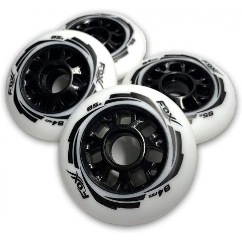  FoxPro Skate 85A Wear-Resistant 84mm SHR PU Speed Inline Roller Skates Replacement Wheels Without Bearings for Indoor Outdoor Wave Board Caster Board Street Surf (Pack of 4 Wheels)