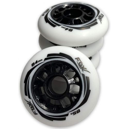  FoxPro Skate 85A Wear-Resistant 84mm SHR PU Speed Inline Roller Skates Replacement Wheels Without Bearings for Indoor Outdoor Wave Board Caster Board Street Surf (Pack of 4 Wheels)