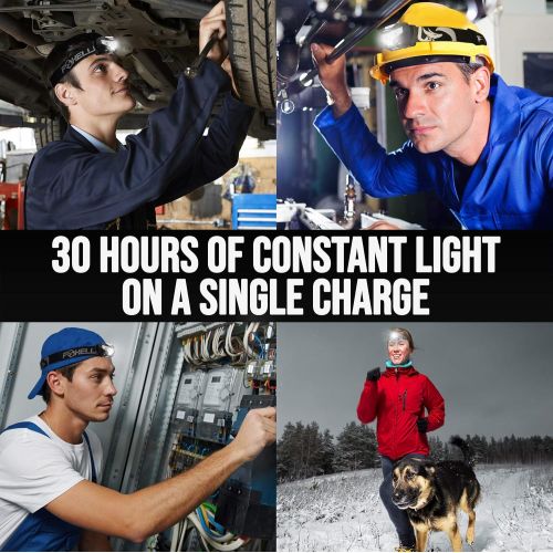  [아마존베스트]Foxelli USB Rechargeable Headlamp Flashlight - 160 Lumen, up to 30 Hours of Constant Light on a Single Charge, Super Bright White Led + Red Light, Compact, Easy to Use, Headlight f