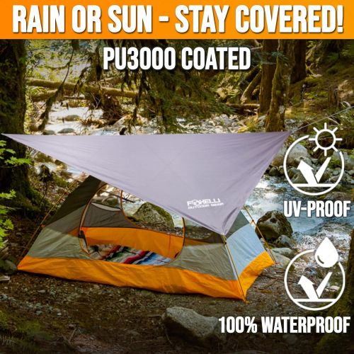  Foxelli Rain Tarp  Lightweight, Portable, Waterproof 12 Camping Tarp, Easy Set Up with Included Extra Long Guy Lines & Stakes - Perfect Rain Fly for Hammock