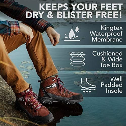  Foxelli Men’s Hiking Boots ? Waterproof Suede Leather Hiking Boots for Men, Breathable, Comfortable & Lightweight Hiking Shoes