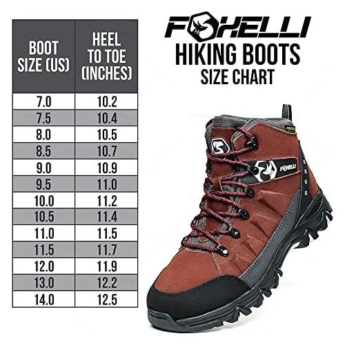  Foxelli Men’s Hiking Boots ? Waterproof Suede Leather Hiking Boots for Men, Breathable, Comfortable & Lightweight Hiking Shoes