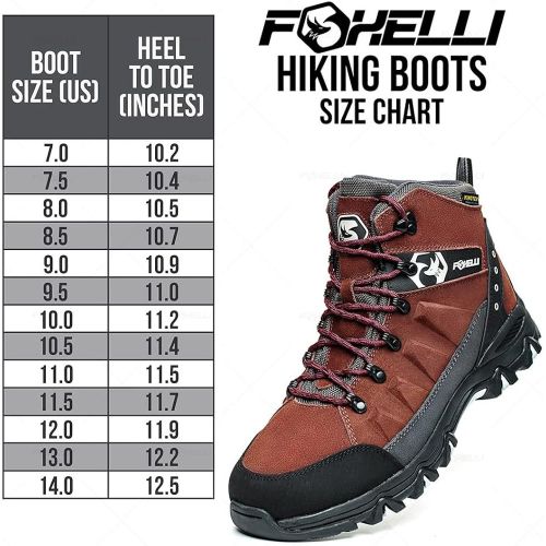  Foxelli Men’s Hiking Boots ? Waterproof Suede Leather Hiking Boots for Men, Breathable, Comfortable & Lightweight Hiking Shoes
