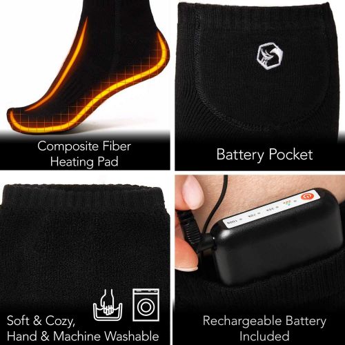  Foxelli Rechargeable Heated Socks ? Electric Heated Socks for Men & Women, Battery Powered Socks