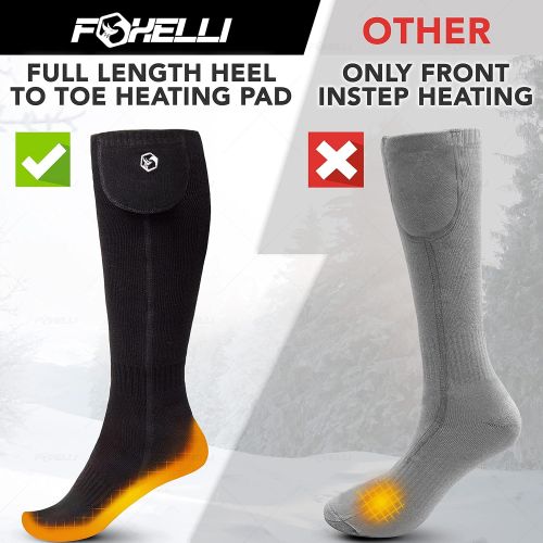  Foxelli Rechargeable Heated Socks ? Electric Heated Socks for Men & Women, Battery Powered Socks