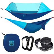 Foxelli Ridge Outdoor Gear Camping Hammock with Mosquito Net - 2019 Upgraded Ultralight Hammock Tent Bundle with Bug Netting, Straps, and Carabiners  Ripstop Nylon, Single