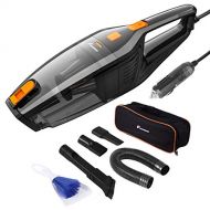 Foxnovo Car Vacuum, Corded Car Vacuum Cleaner DC 12 Volt 120W Portable Handheld Vacuum for Car of 4KPa Suction with Dual Stainless Steel HEPA Filter, for Wet & Dry Use,14.8ft Cable