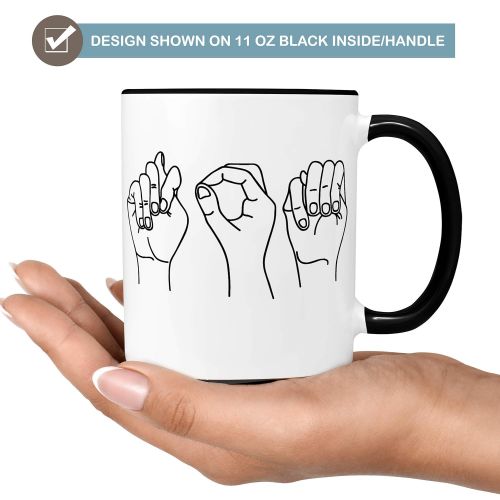  [아마존베스트]Foxy Mug Customized ASL Name Coffee Mug Sign Language Fingerspelling Personalized Cup