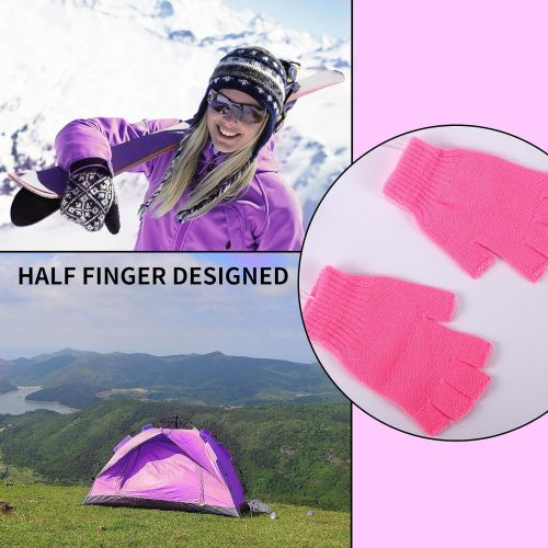  [아마존베스트]Fpxnb 2 Pairs USB Heated Gloves for Men and Women, USB 2.0 Powered Stripes Heating Pattern Knitting Wool Heating Mittens Hands Warmer Fingerless Washable Design Winter Gift(Purple&Pink)