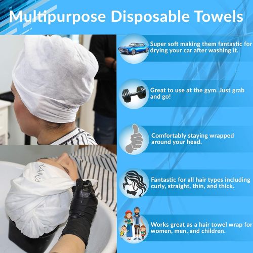  Framar Disposable Towels For Salon, Hair Towels For Women, Salon Towels Bleach Safe White Spa Towels For Hair Drying Towel, White Towels Bulk, White Gym Towels Pack ? 50 Pack Dispo