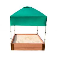 Frame It All Tool-Free Classic Sienna 4ft. x 4ft. x 11in. Composite Square Sandbox Kit with Telescoping Canopy/Cover - 2 Profile